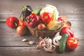 Healthy organic vegetables in basket Royalty Free Stock Photo