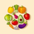 Healthy organic vegetarian foods related icons image