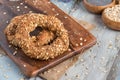 Healthy Organic Whole Grain Bagel for Breakfast Royalty Free Stock Photo
