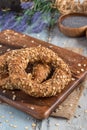 Healthy Organic Whole Grain Bagel for Breakfast Royalty Free Stock Photo