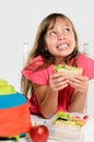 Healthy packed lunch box for elementary school girl Royalty Free Stock Photo