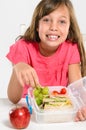 Healthy packed lunch box for elementary school girl Royalty Free Stock Photo