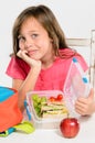 Healthy packed lunch box for elementary school girl Royalty Free Stock Photo