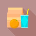 Healthy paper lunchbox icon, flat style