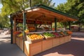 healthy park food stand, with fresh fruit and vegetable options