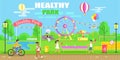 Healthy Park Happy Poster Vector Illustration