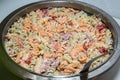 Healthy pasta salad with sour cream and ham Royalty Free Stock Photo