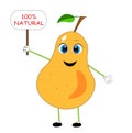 Healthy pear cartoon illustration vegan vector