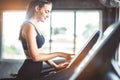 Healthy People running on machine treadmill at fitness gym, Work Royalty Free Stock Photo