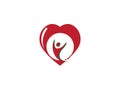 Healthy person open hands inside a heart for logo