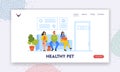 Healthy Pet Landing Page Template. Characters with Dogs and Cats Visit Vet Clinic. Pet Lovers with Animals Waiting