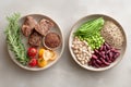 Healthy plant-based meal with beans, quinoa, and assorted vegetables Royalty Free Stock Photo