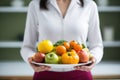 Healthy plate of apples, tangerines and fruits. Generative ai Royalty Free Stock Photo