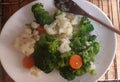 Other healthy plate with broccoli, carrots and cauliflower.