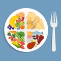 Healthy plate. Inforgaphic of a proper diet