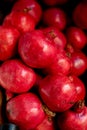 Healthy pomegranate fruit, background, close up top view