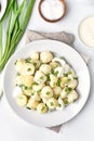Healthy potato salad with eggs and green onion Royalty Free Stock Photo