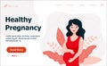 Healthy Pregnancy banner, pregnant woman vector illustration in cartoon style.Vector web banner