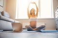 Healthy pregnancy with pleasant yoga asana at home