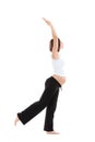 Healthy pregnant woman doing gymnastic