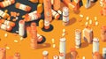 pill prescription character pharmacy medical orange medicine concept drug health. Generative AI.