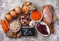 Healthy product sources of zinc. Royalty Free Stock Photo