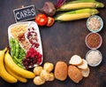 Healthy products sources of carbohydrates. Royalty Free Stock Photo