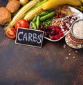 Healthy products sources of carbohydrates. Royalty Free Stock Photo