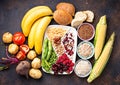 Healthy products sources of carbohydrates. Royalty Free Stock Photo