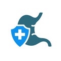 Healthy protected stomach colored icon. Treatment, first aid for gastrointestinal tract diseases symbol