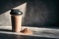 Healthy Protein Shake with Powder on Gray Surface in Dramatic Light Royalty Free Stock Photo