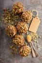 Healthy pumpkin muffins with seeds Royalty Free Stock Photo