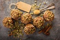 Healthy pumpkin muffins with seeds Royalty Free Stock Photo