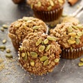 Healthy pumpkin muffins with seeds Royalty Free Stock Photo
