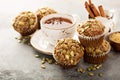 Healthy pumpkin muffins with tea and spices Royalty Free Stock Photo