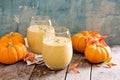 Healthy pumpkin smoothie with chia seed in glasses Royalty Free Stock Photo