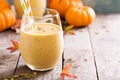 Healthy pumpkin smoothie with chia seed in glasses Royalty Free Stock Photo