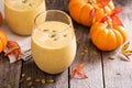 Healthy pumpkin smoothie with chia seed in glasses Royalty Free Stock Photo