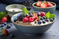 healthy quinoa porridge topped with fresh berries