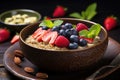 healthy quinoa porridge topped with fresh berries