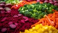 Healthy rainbow salad with fresh organic vegetables and colorful variation generated by AI