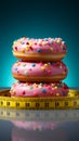 Healthy resolve Measuring tape binds donut, representing commitment to weight loss