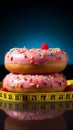 Healthy resolve Measuring tape binds donut, representing commitment to weight loss