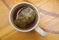 Healthy restorative drink. teabag in a cup of tea