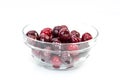 Healthy ripe cherrys in a glass bowl close up shot Royalty Free Stock Photo