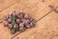 Healthy ripe Medlars on the old wooden table Royalty Free Stock Photo