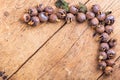 Healthy ripe Medlars on the old wooden table Royalty Free Stock Photo