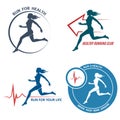 Healthy Run Emblem and Logo Set Royalty Free Stock Photo