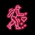 healthy running neon glow icon illustration