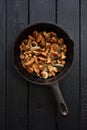 Healthy rustic food. Wild mushrooms. Golden chanterelle mushroom Royalty Free Stock Photo